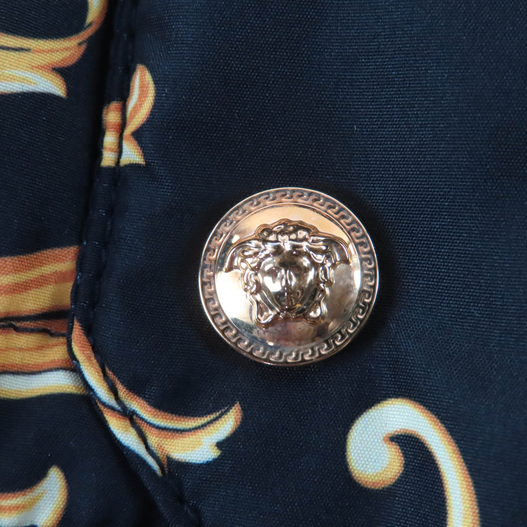 Excellent VERSACE coat Baroque Medusa Pattern Padded Long Jacket 38 1007933