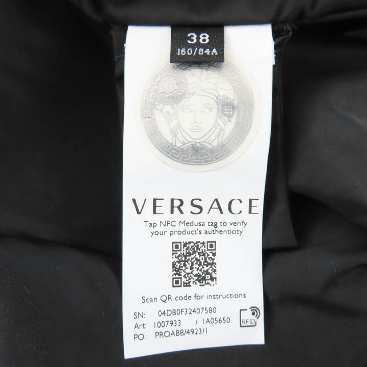 Excellent VERSACE coat Baroque Medusa Pattern Padded Long Jacket 38 1007933