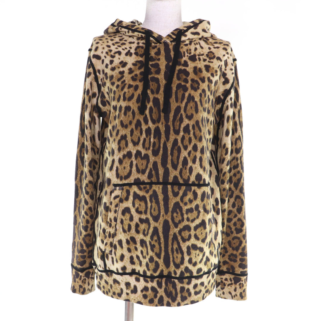 Great DOLCE&GABBANA hoodie Leopard Pattern Long-Sleeve Knit cashmere 40