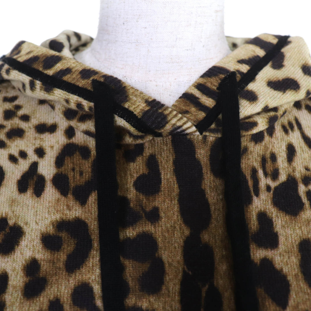 Great DOLCE&GABBANA hoodie Leopard Pattern Long-Sleeve Knit cashmere 40
