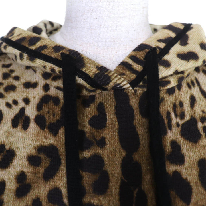 Great DOLCE&GABBANA hoodie Leopard Pattern Long-Sleeve Knit cashmere 40