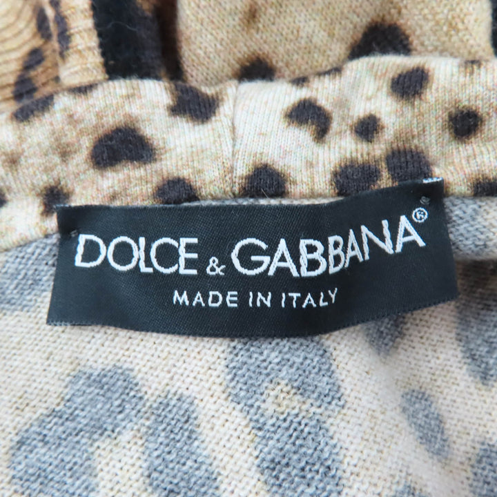Great DOLCE&GABBANA hoodie Leopard Pattern Long-Sleeve Knit cashmere 40