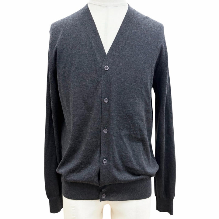 Excellent PRADA cardigan Dark gray Virgin wool mens 50 DNA959