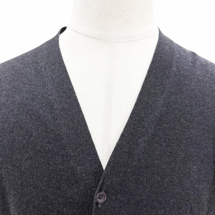 Excellent PRADA cardigan Dark gray Virgin wool mens 50 DNA959