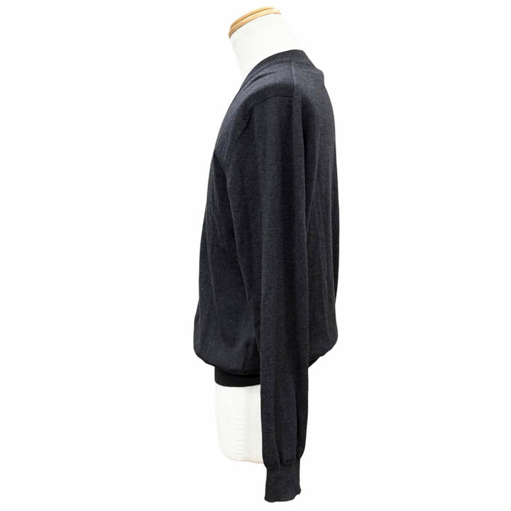 Excellent PRADA cardigan Dark gray Virgin wool mens 50 DNA959