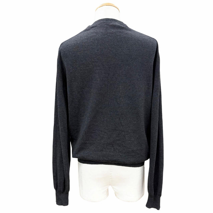 Excellent PRADA cardigan Dark gray Virgin wool mens 50 DNA959