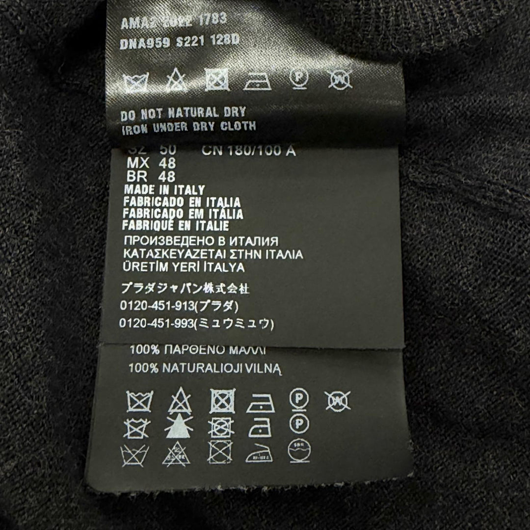 Excellent PRADA cardigan Dark gray Virgin wool mens 50 DNA959