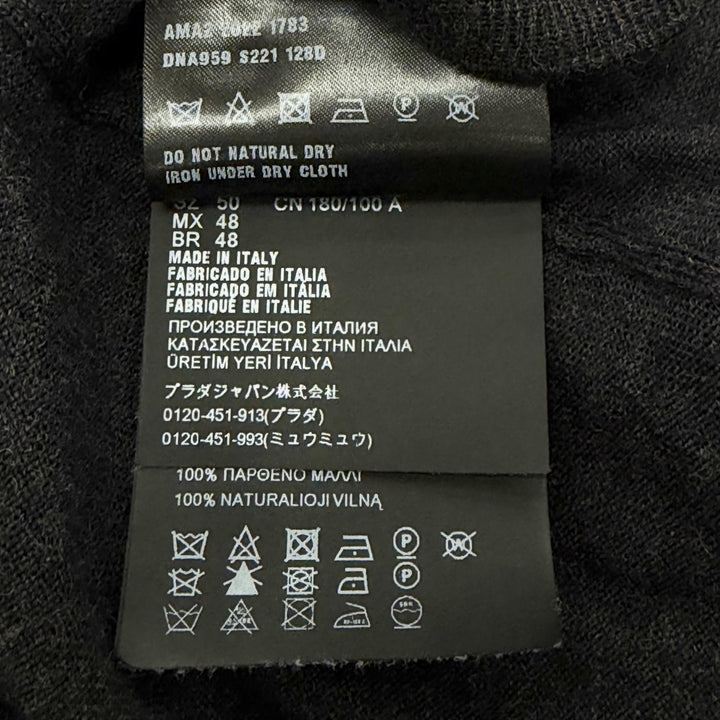 Excellent PRADA cardigan Dark gray Virgin wool mens 50 DNA959
