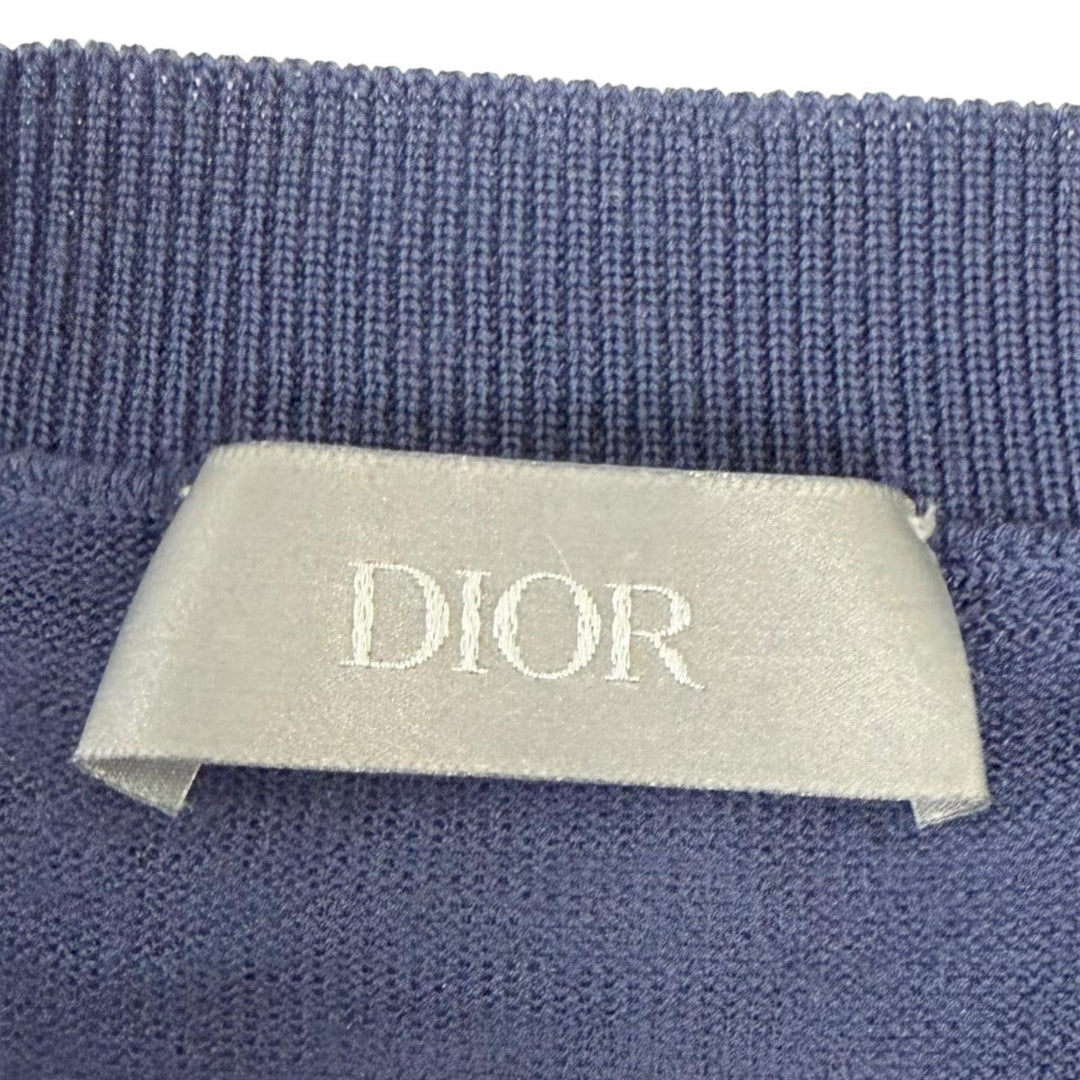 Great DIOR sweater Kenny Scharf playing card motif lightweight Navy