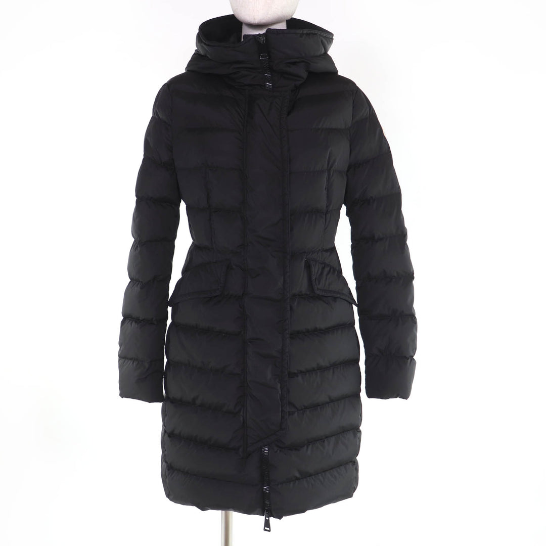 Great MONCLER down coat GRIVE Logo patch, hooded, long length black 2