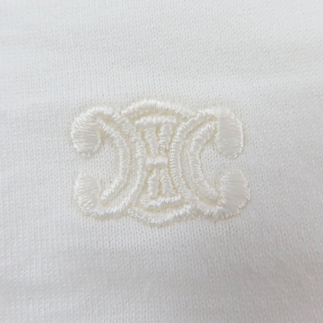 Excellent CELINE Short sleeve T-shirt Triomphe embroidery white S 2X45C671Q