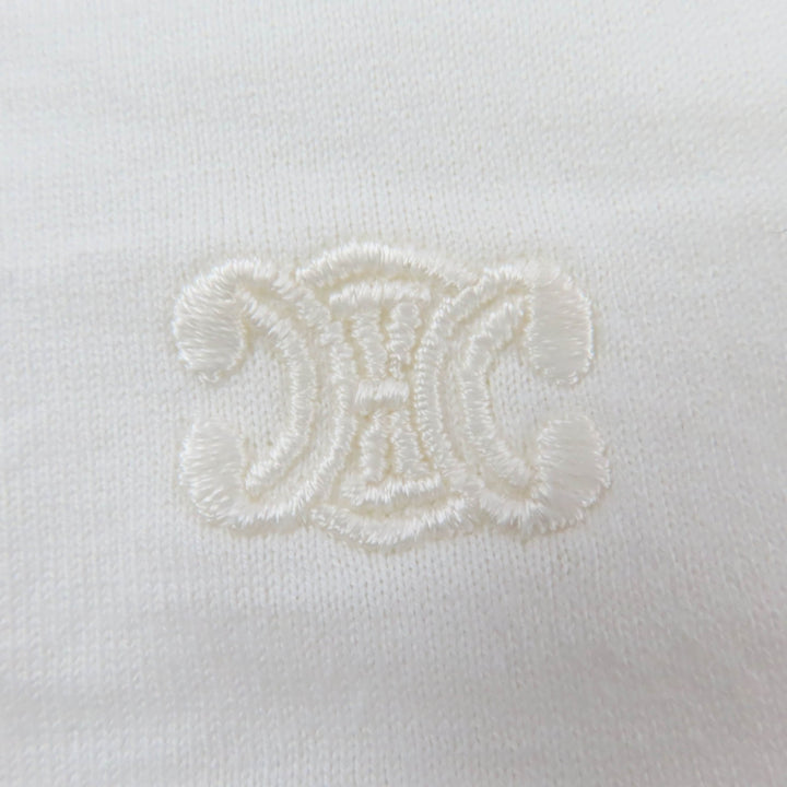 Excellent CELINE Short sleeve T-shirt Triomphe embroidery white S 2X45C671Q