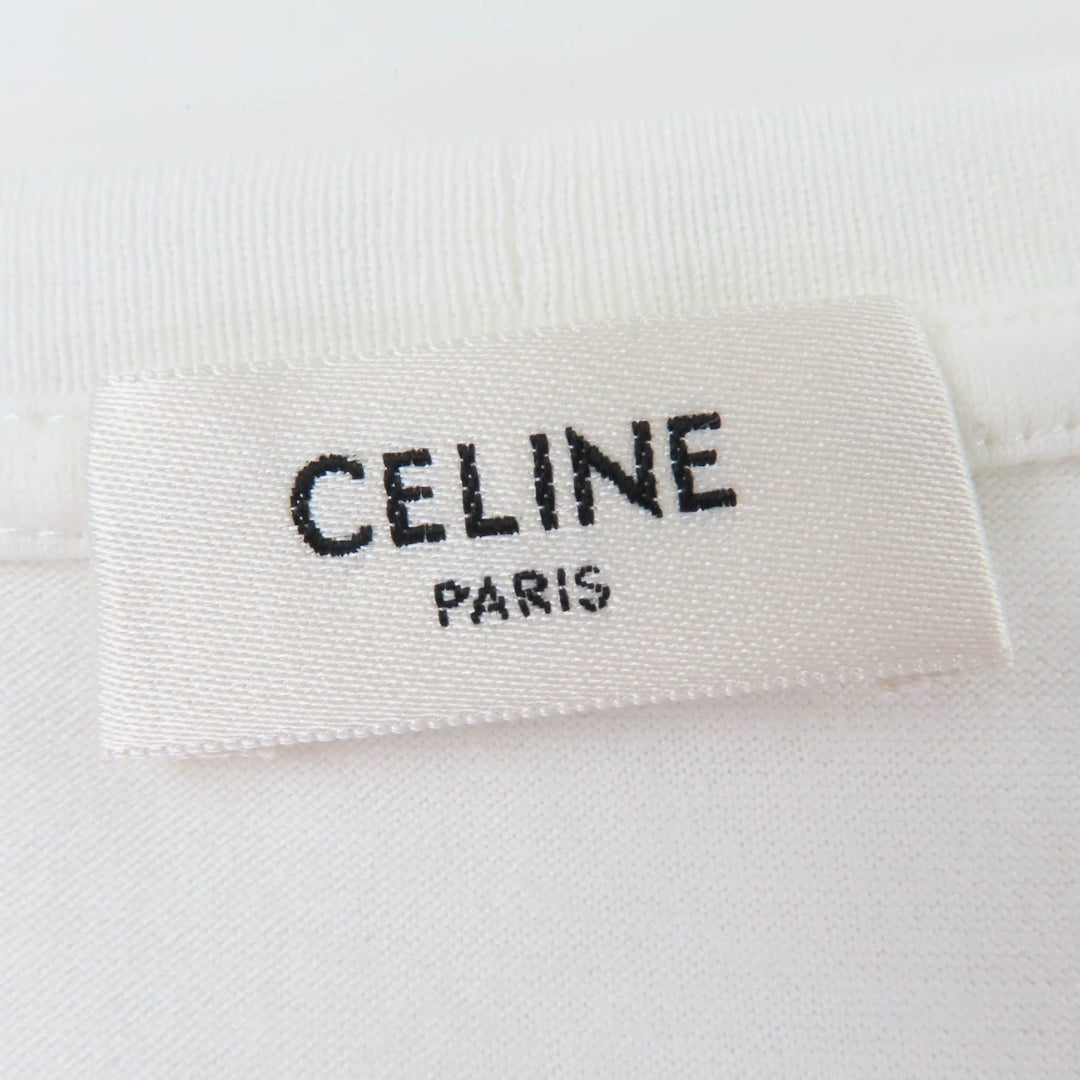 Excellent CELINE Short sleeve T-shirt Triomphe embroidery white S 2X45C671Q