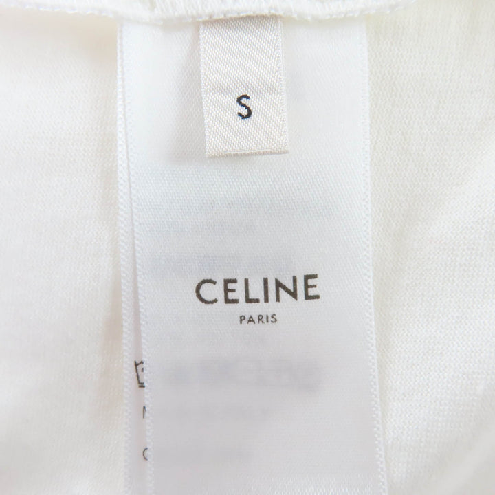Excellent CELINE Short sleeve T-shirt Triomphe embroidery white S 2X45C671Q