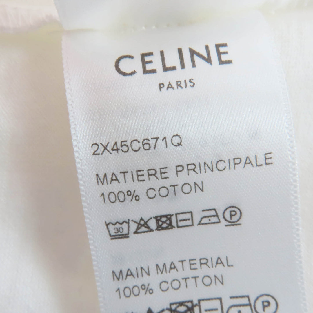 Excellent CELINE Short sleeve T-shirt Triomphe embroidery white S 2X45C671Q