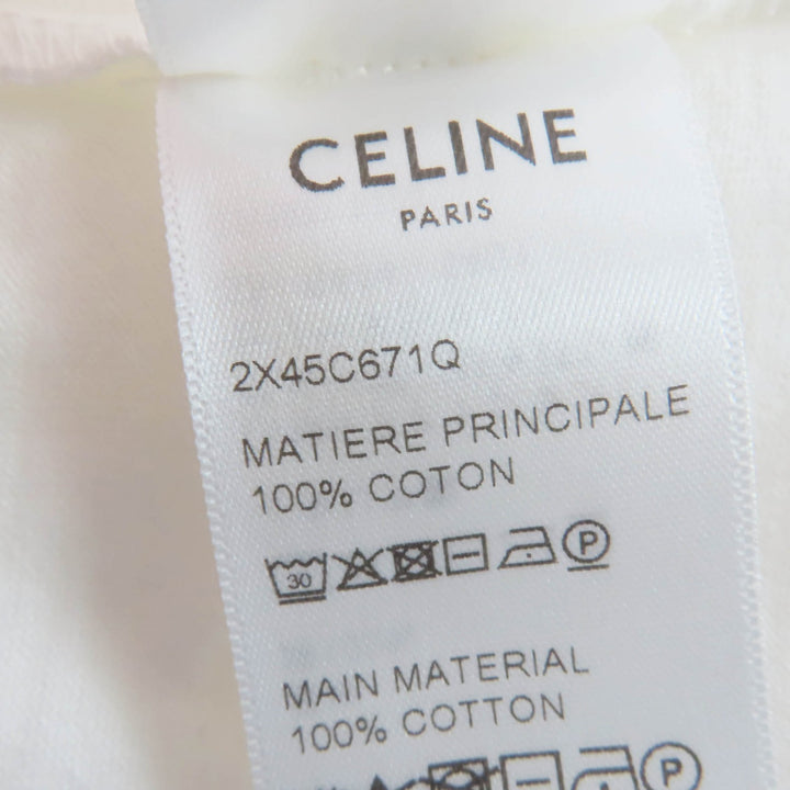 Excellent CELINE Short sleeve T-shirt Triomphe embroidery white S 2X45C671Q