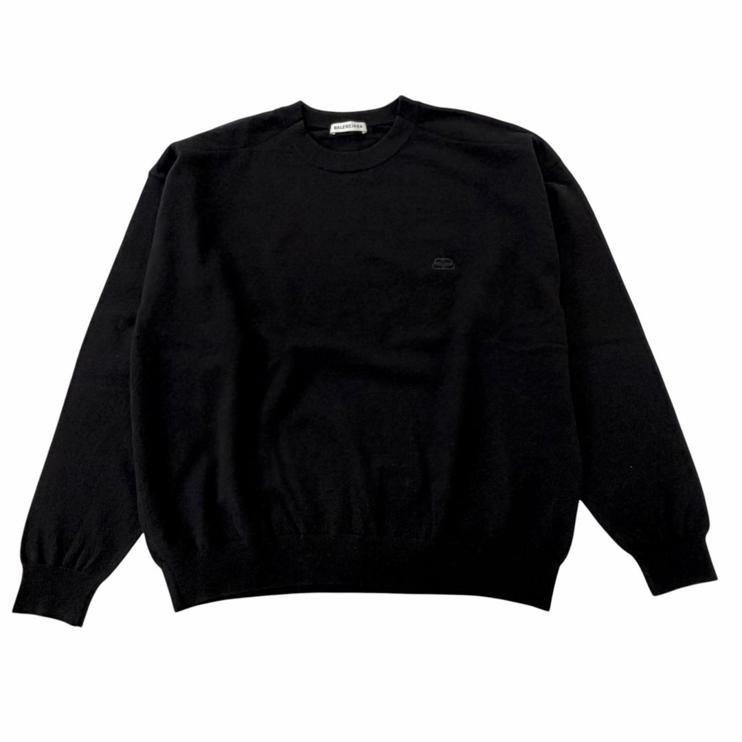 Great BALENCIAGA sweater BB logo embroidered crew neck oversized shirt