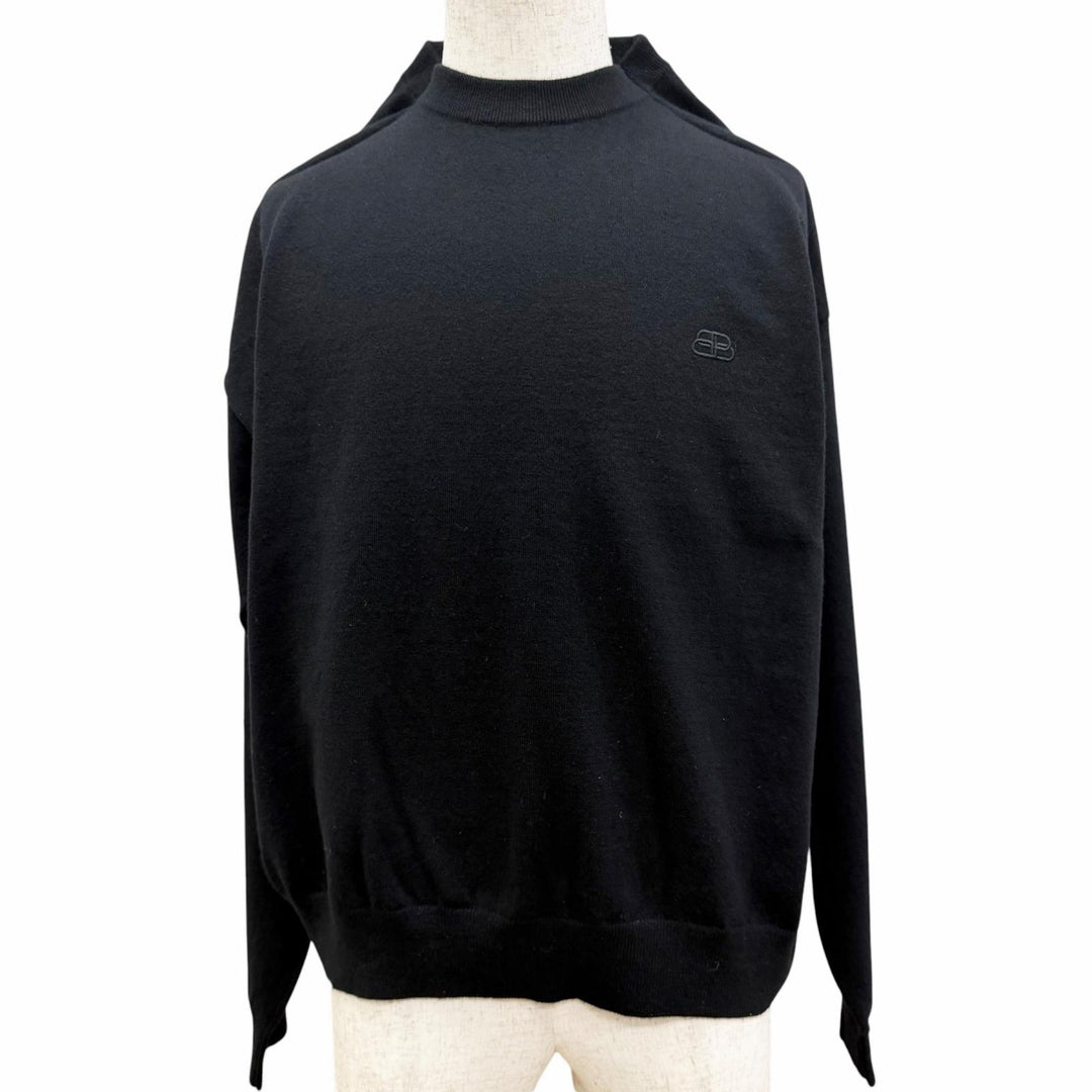 Great BALENCIAGA sweater BB logo embroidered crew neck oversized shirt