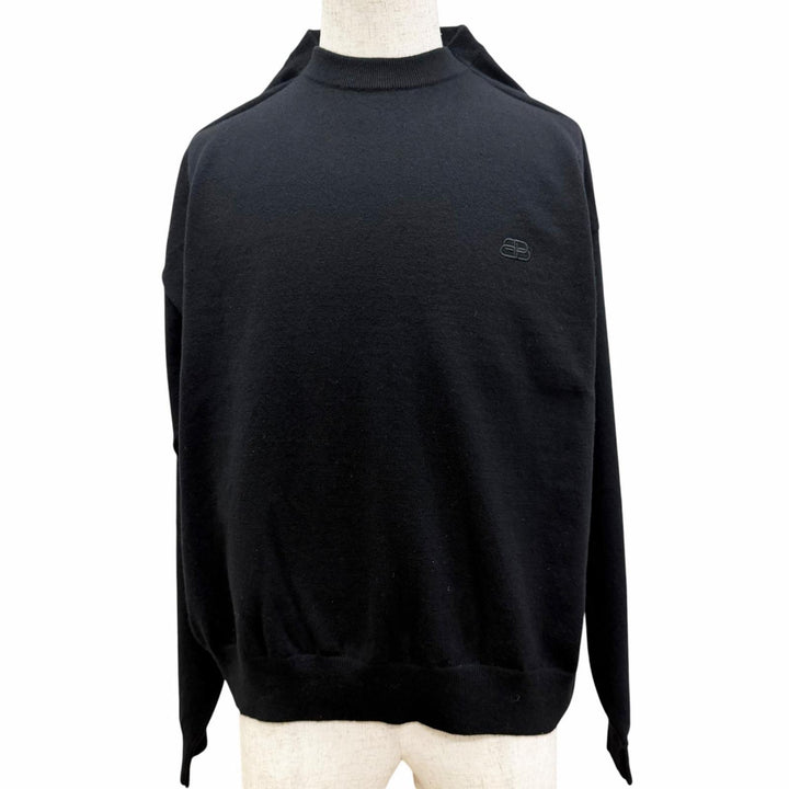 Great BALENCIAGA sweater BB logo embroidered crew neck oversized shirt