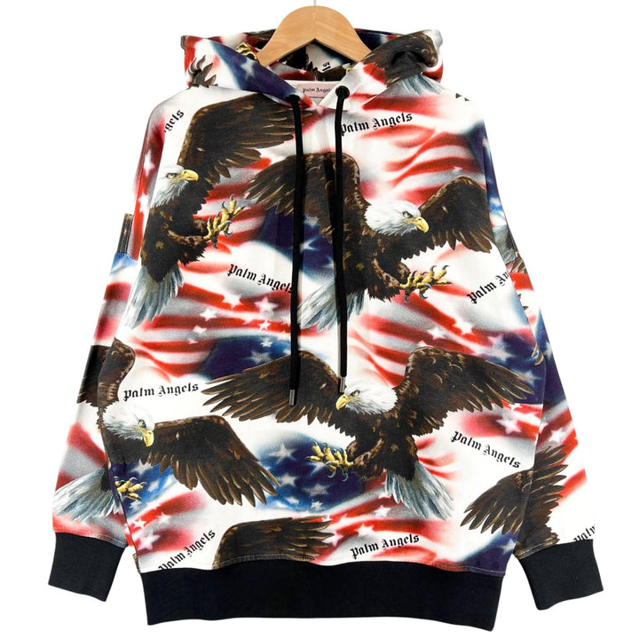 Pristine PALM ANGELS hoodie Eagle Stars and Stripes multicolor cotton mens S