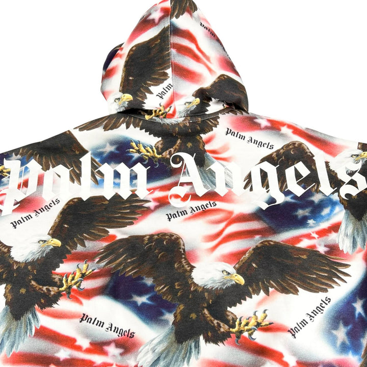 Pristine PALM ANGELS hoodie Eagle Stars and Stripes multicolor cotton mens S