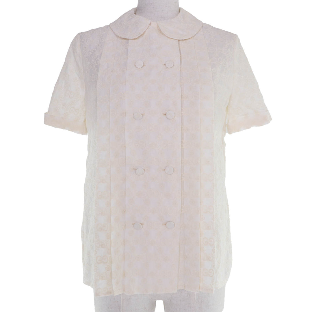 Excellent GUCCI blouse GG pattern short-sleeved shirt Ivory Women 36 627402