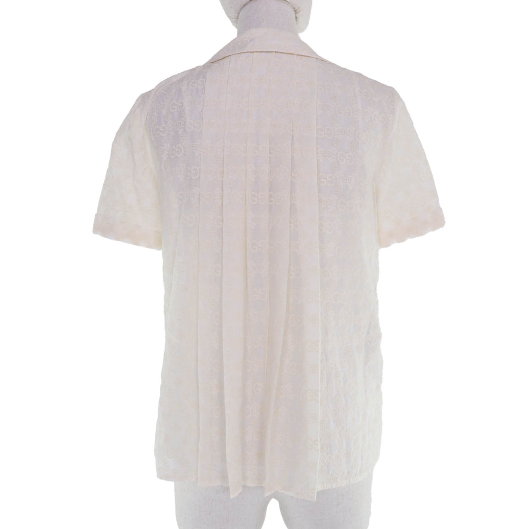 Excellent GUCCI blouse GG pattern short-sleeved shirt Ivory Women 36 627402