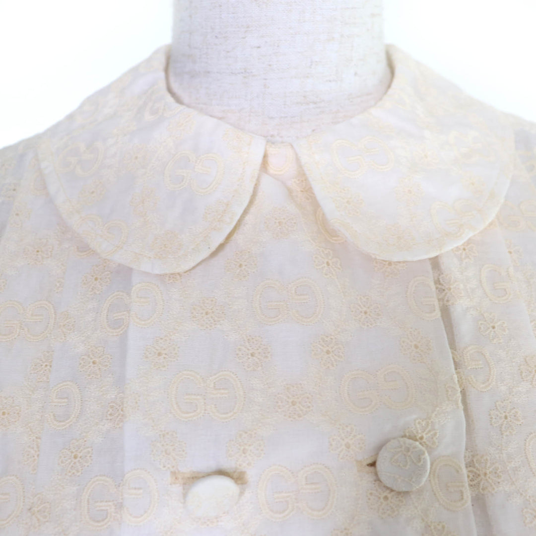 Excellent GUCCI blouse GG pattern short-sleeved shirt Ivory Women 36 627402