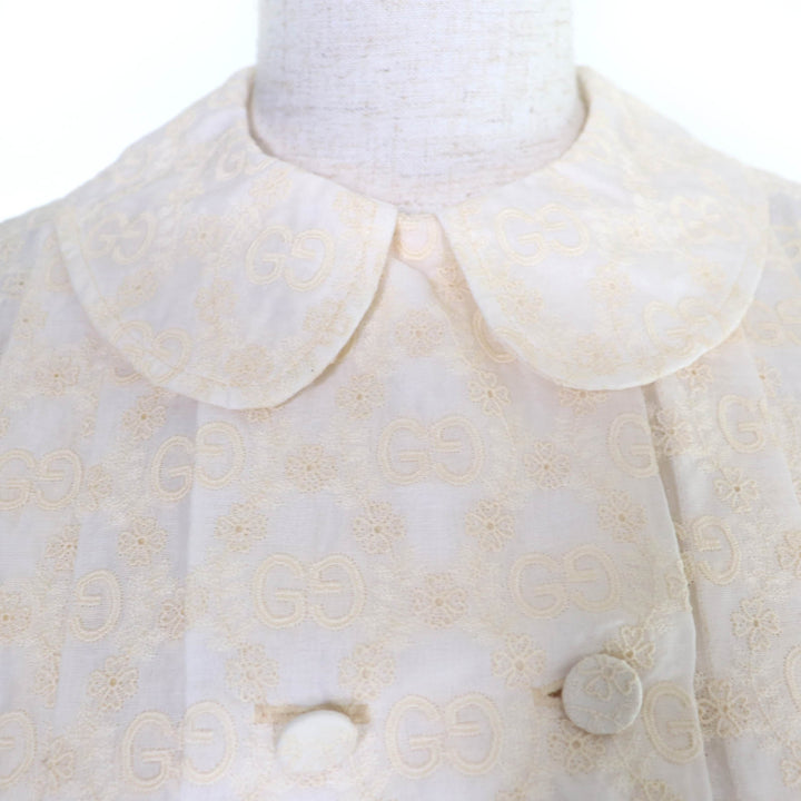 Excellent GUCCI blouse GG pattern short-sleeved shirt Ivory Women 36 627402