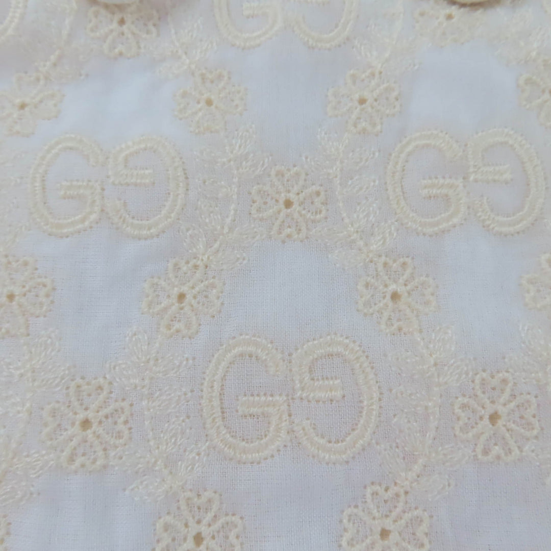 Excellent GUCCI blouse GG pattern short-sleeved shirt Ivory Women 36 627402