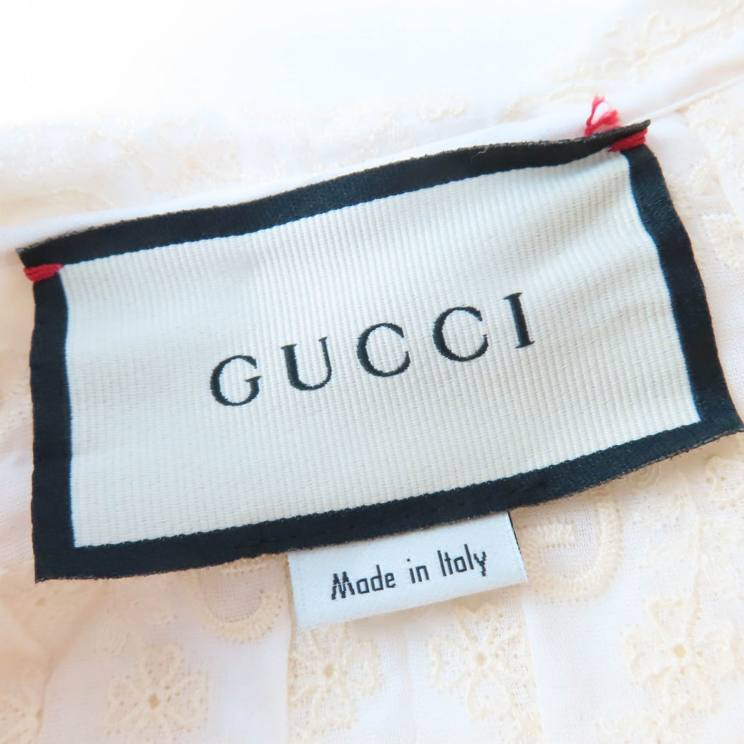 Excellent GUCCI blouse GG pattern short-sleeved shirt Ivory Women 36 627402