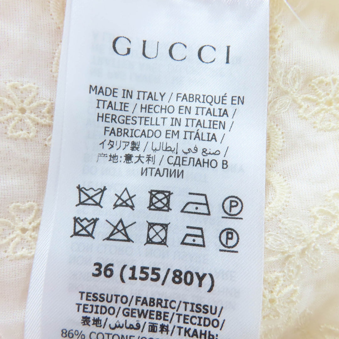 Excellent GUCCI blouse GG pattern short-sleeved shirt Ivory Women 36 627402