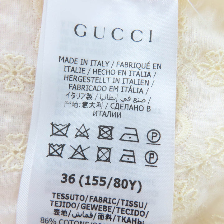 Excellent GUCCI blouse GG pattern short-sleeved shirt Ivory Women 36 627402