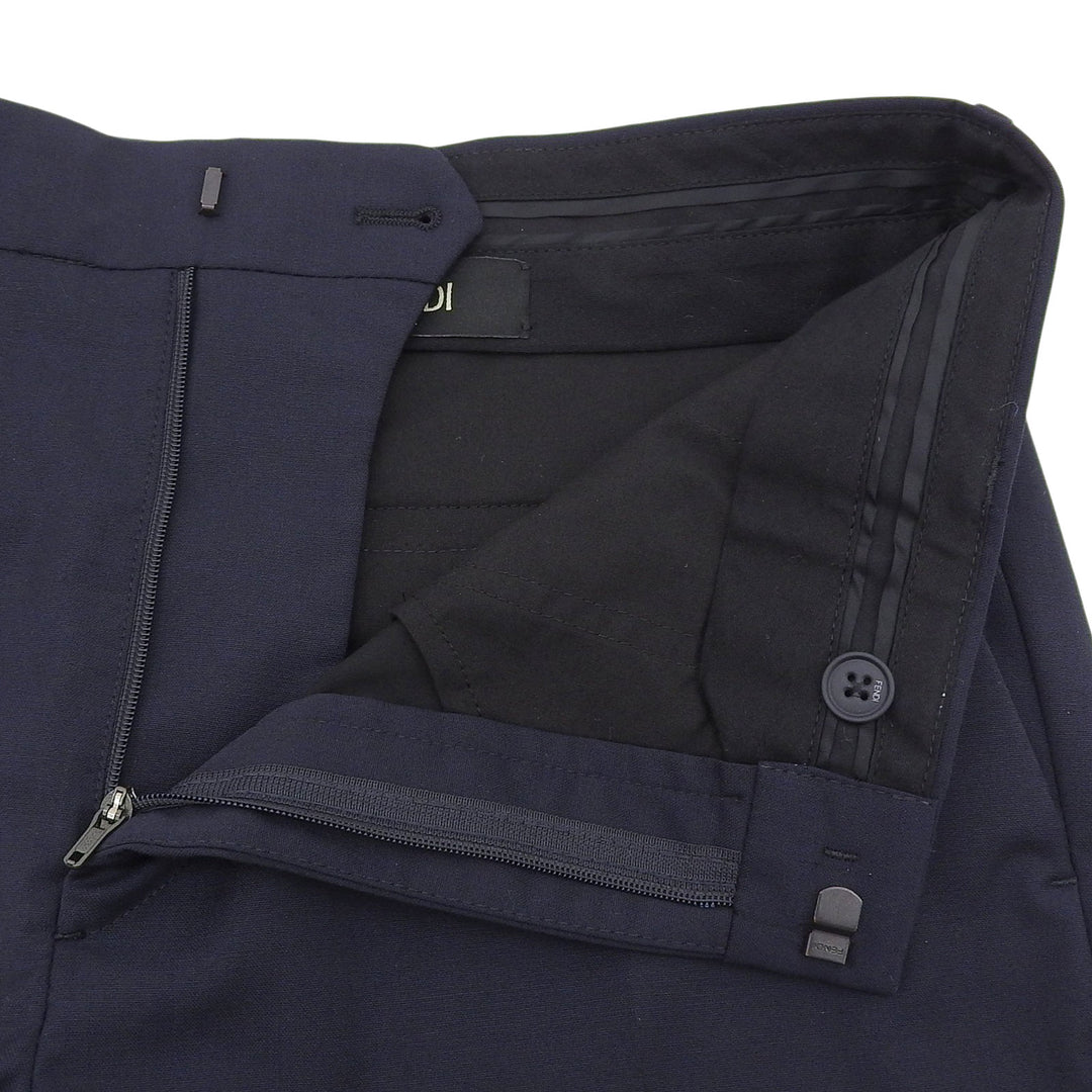 Excellent FENDI slacks With logo button Navy polyester mens 44 FB0366