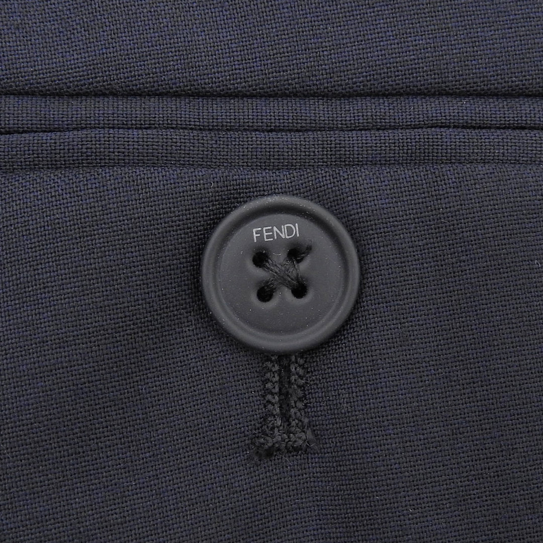 Excellent FENDI slacks With logo button Navy polyester mens 44 FB0366