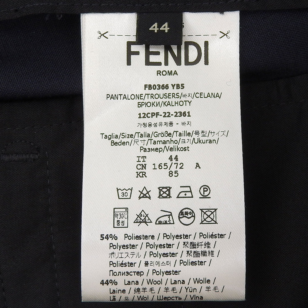 Excellent FENDI slacks With logo button Navy polyester mens 44 FB0366