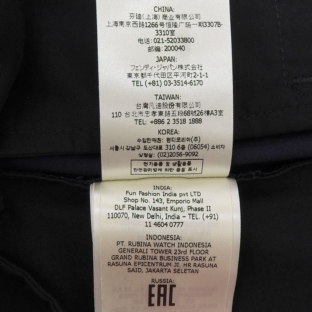 Excellent FENDI slacks With logo button Navy polyester mens 44 FB0366