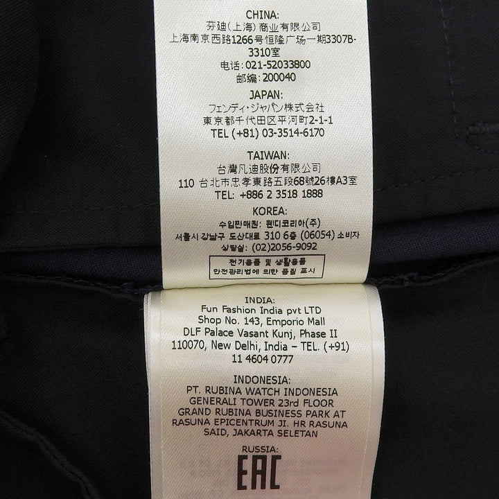 Excellent FENDI slacks With logo button Navy polyester mens 44 FB0366