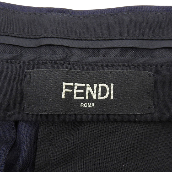 Excellent FENDI slacks With logo button Navy polyester mens 44 FB0366