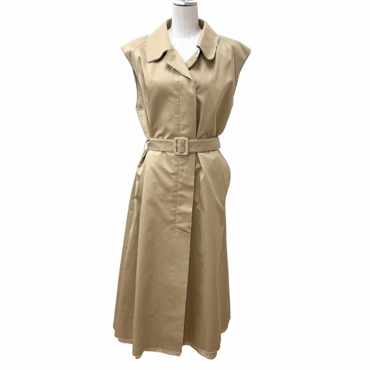 Great MIUMIU coat Belted, logo patch, cut-off sleeveless top cotton 40 MS1933
