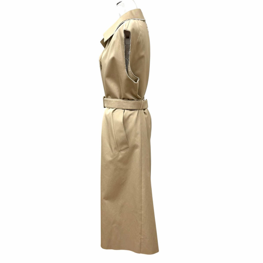 Great MIUMIU coat Belted, logo patch, cut-off sleeveless top cotton 40 MS1933