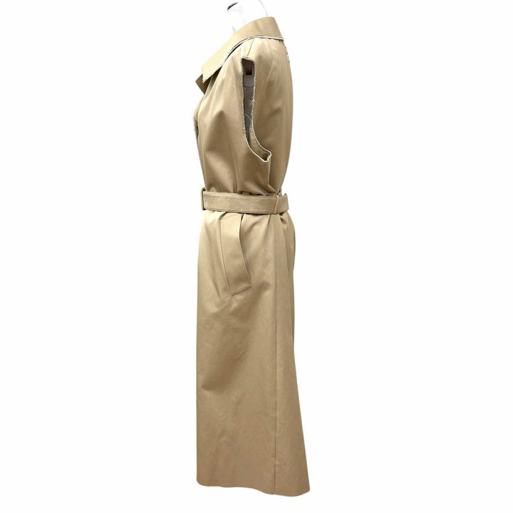 Great MIUMIU coat Belted, logo patch, cut-off sleeveless top cotton 40 MS1933