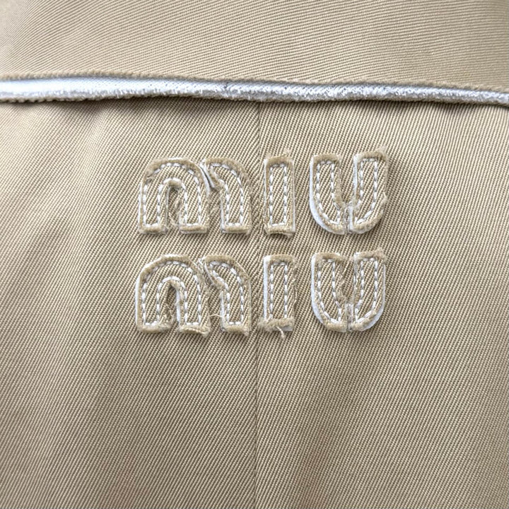 Great MIUMIU coat Belted, logo patch, cut-off sleeveless top cotton 40 MS1933