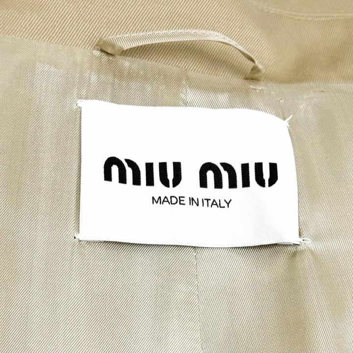 Great MIUMIU coat Belted, logo patch, cut-off sleeveless top cotton 40 MS1933