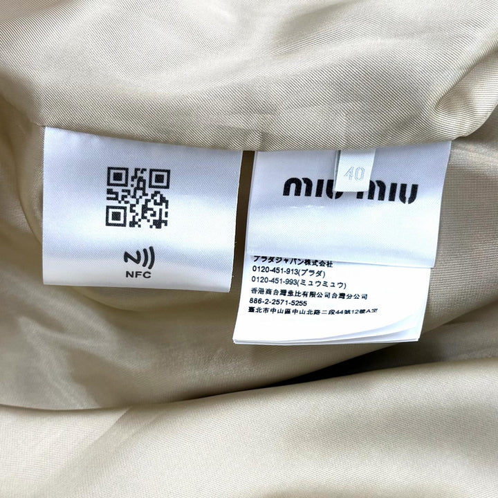 Great MIUMIU coat Belted, logo patch, cut-off sleeveless top cotton 40 MS1933