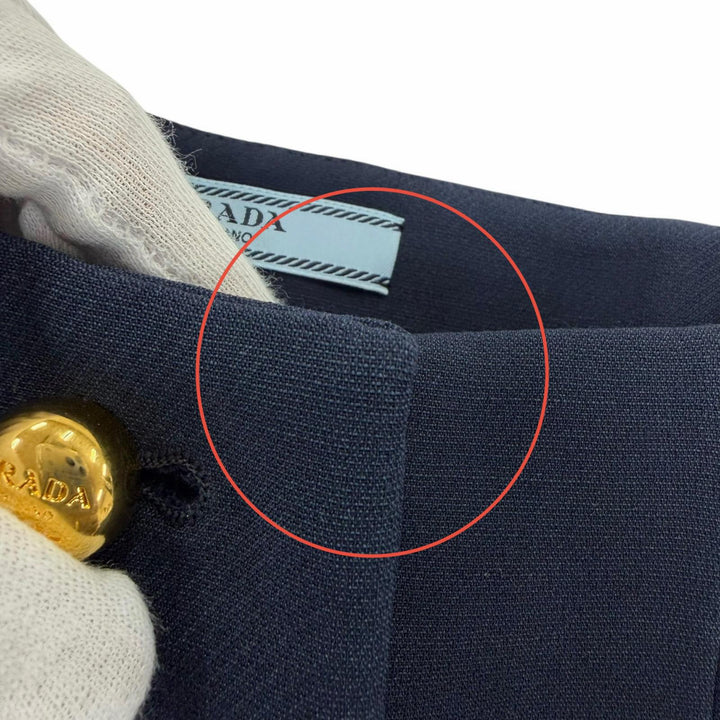 Excellent PRADA Mini skirt With logo button Navy wool Women 38 P128J