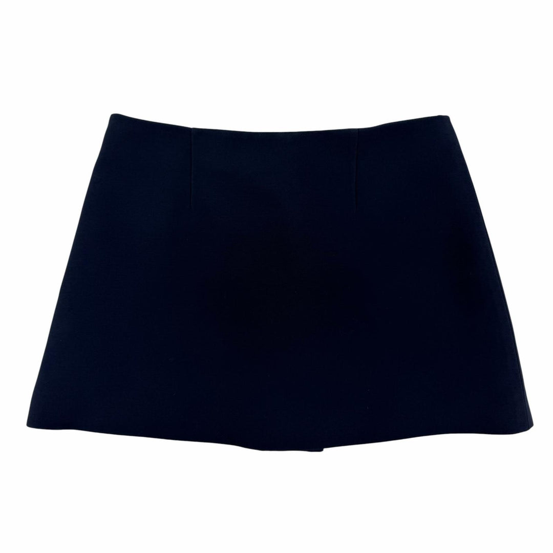 Excellent PRADA Mini skirt With logo button Navy wool Women 38 P128J