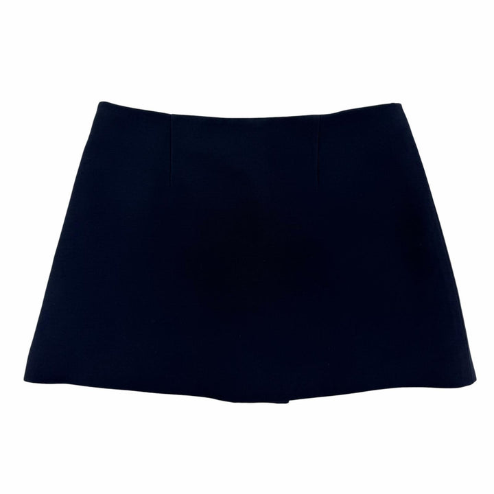 Excellent PRADA Mini skirt With logo button Navy wool Women 38 P128J