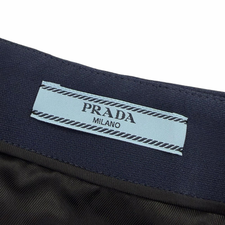 Excellent PRADA Mini skirt With logo button Navy wool Women 38 P128J
