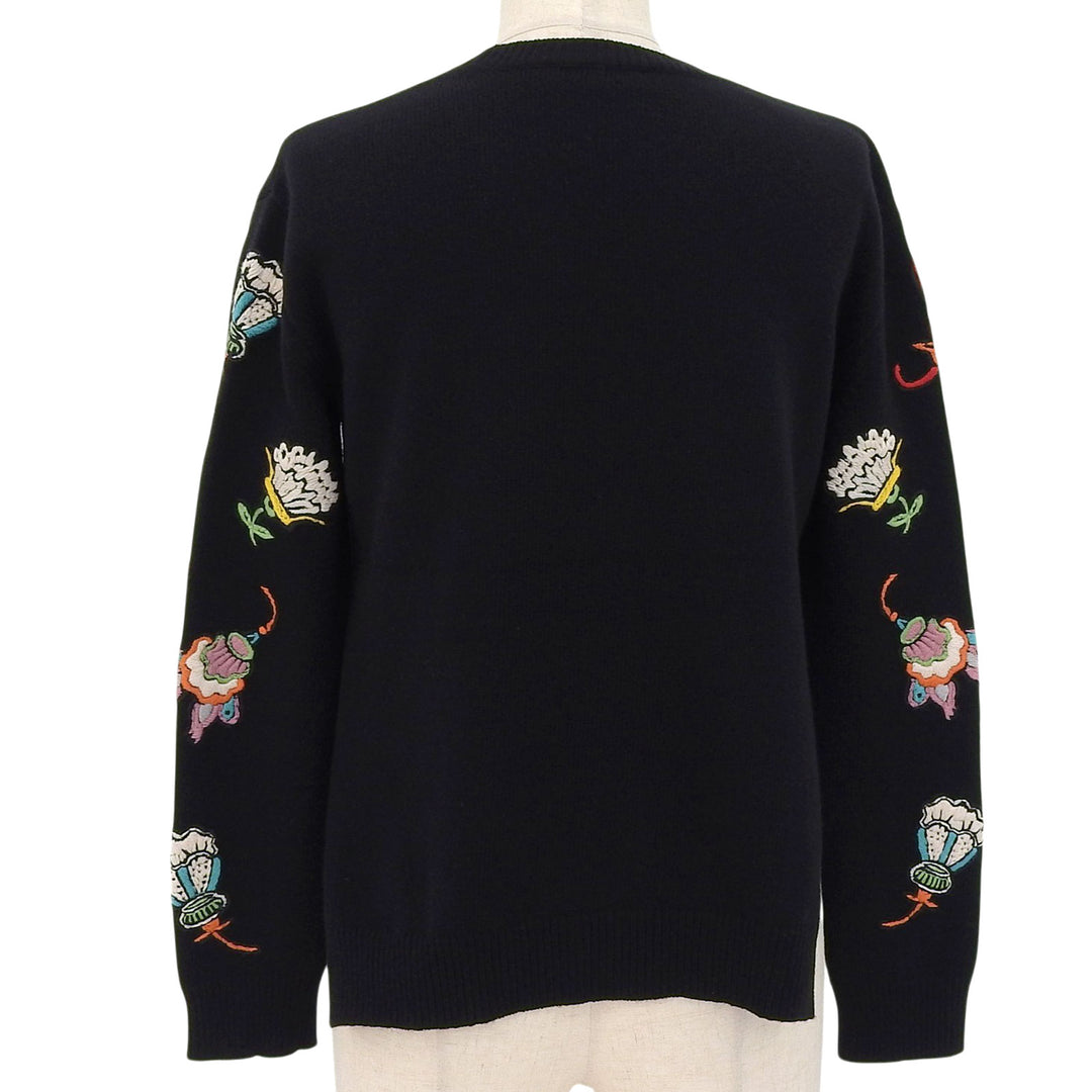 Great VALENTINO knit Floral embroidery appliqué black wool Women XS NB0KC26Y3MC